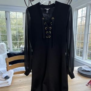Black criss cross tie dress